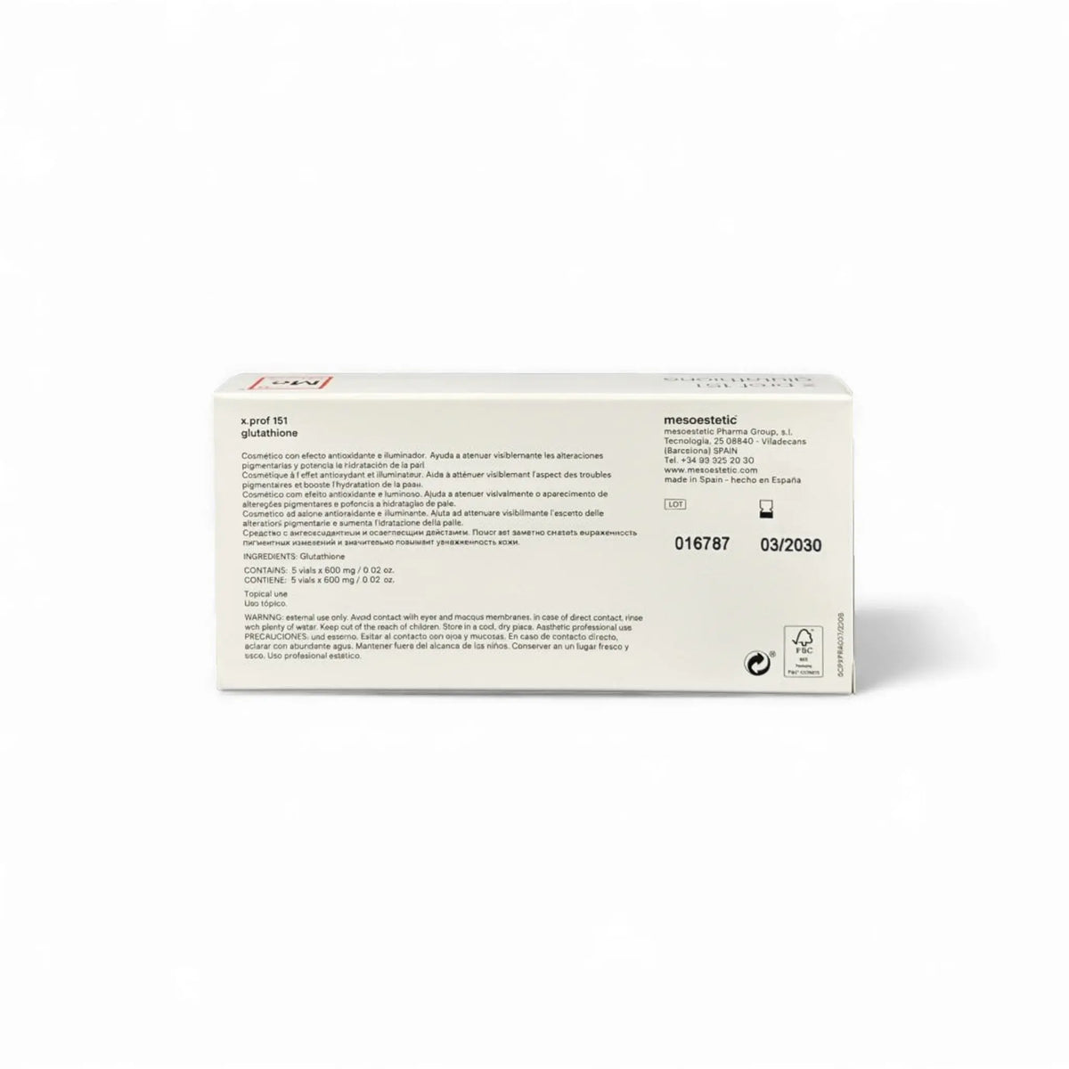 Mesoestetic X.Prof 151 Glutathione 5 x 600mg 